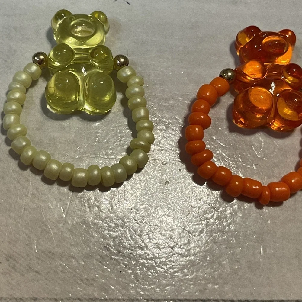 Colorful Bear Bead rings Set3 gummy bears yellow orange blue